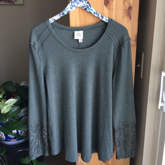 Knox Rose Tops - Knox Rose Olive Green Boho Long Sleeve Top, XXL
